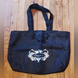 CATHERINE DEANE London Black Lightweight Tote Bag Bow Tie Ribbon NEW